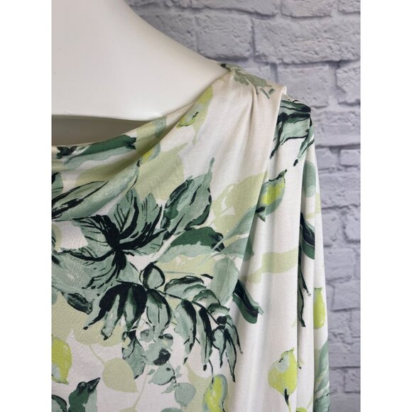 St. John Pained Leaves Print Blouse Boatneck Long Sleeve Ladies Size Large Top - Picture 3 of 7